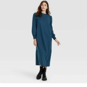 Women's Long Sleeve High Slit Knit Dress - Who What Wear - Anthracite -  Size XS